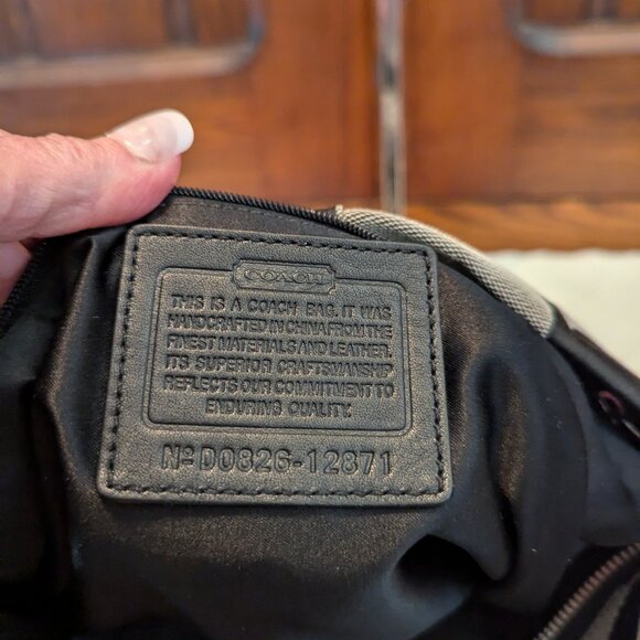 Coach Signature Carly Hobo Black Gray Canvas Brass Shoulder Bag Purse 12871 - Picture 10 of 12